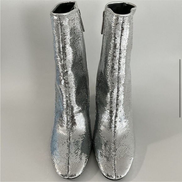 Kendall + Kylie Bootie Silver Sequin Haedyns Square-toe Ankle Boots - Picture 8 of 11
